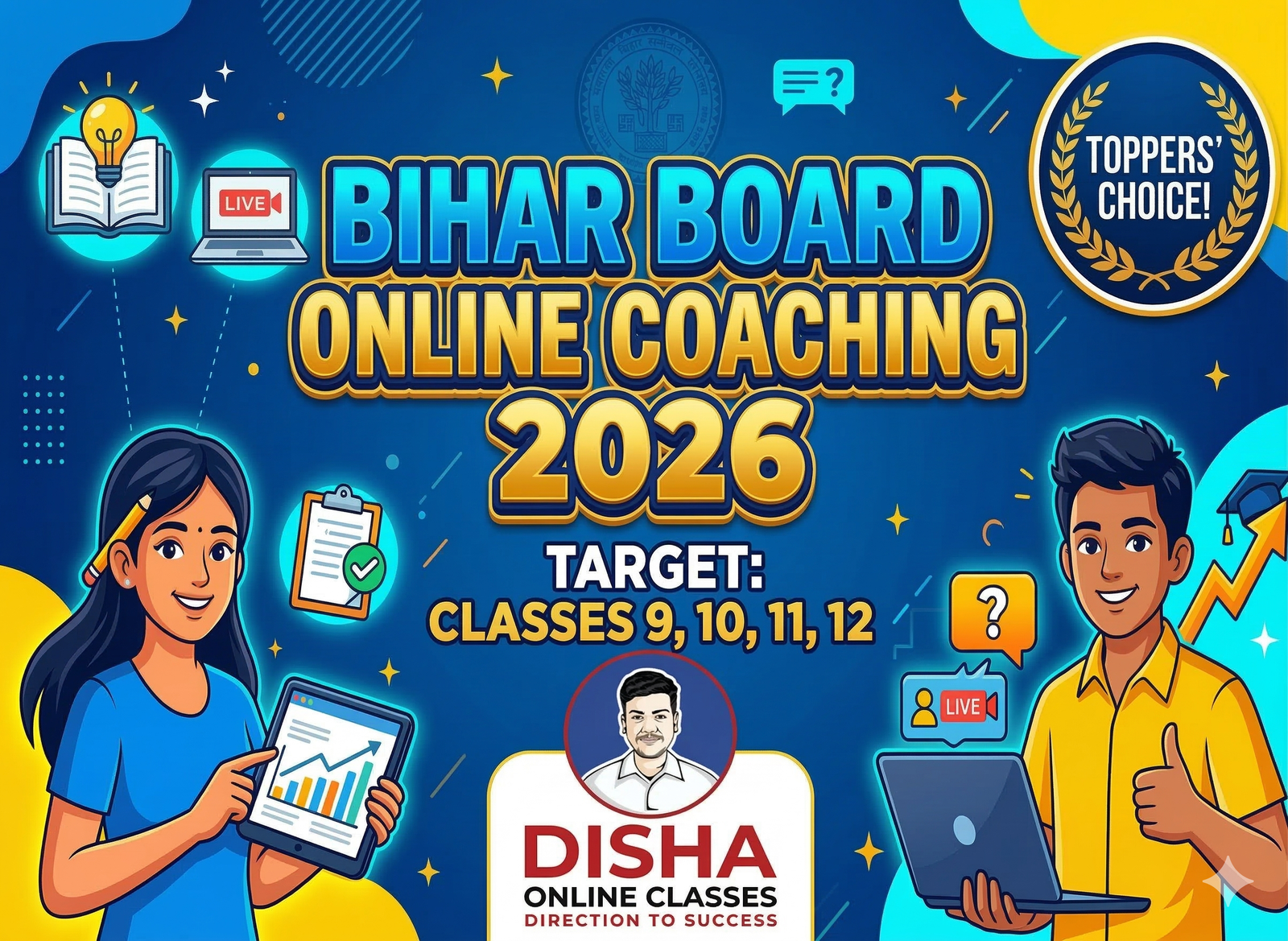 Bihar Board Online Coaching 2026 by Disha Online Classes For Classes 9 to 12 - Disha Online Classes