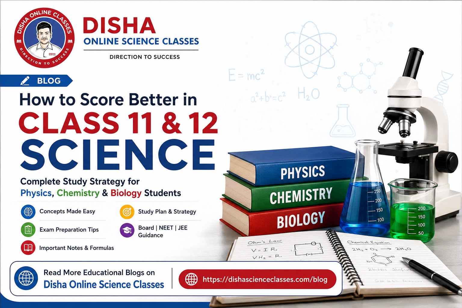 How to Score Better in Class 11 & 12 Science: Complete Study Strategy for Physics, Chemistry & Biology - Disha Online Classes
