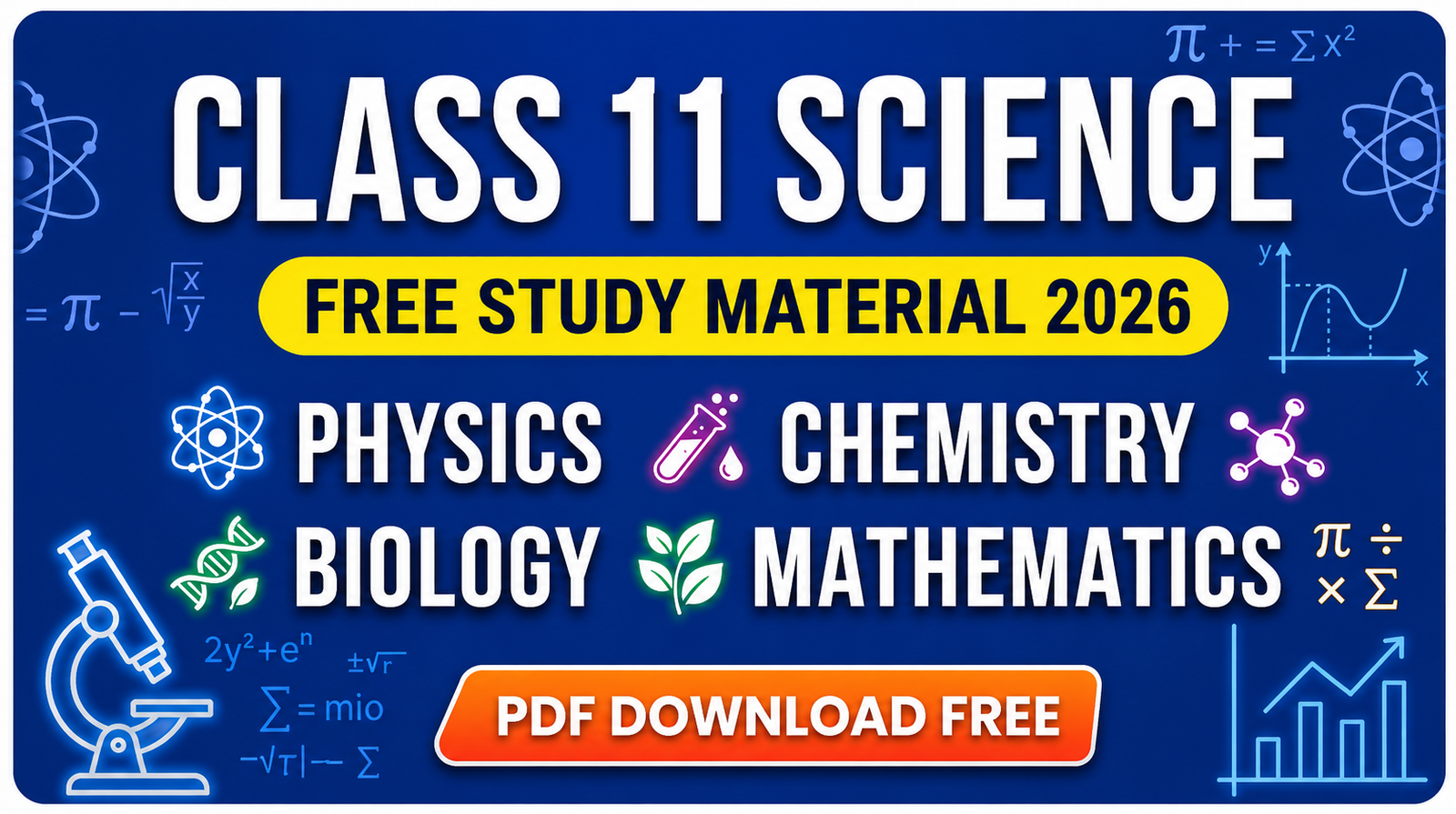 Class 11th Science Free PDF Books 2026 | Complete Board Exam Study Material - Disha Classes