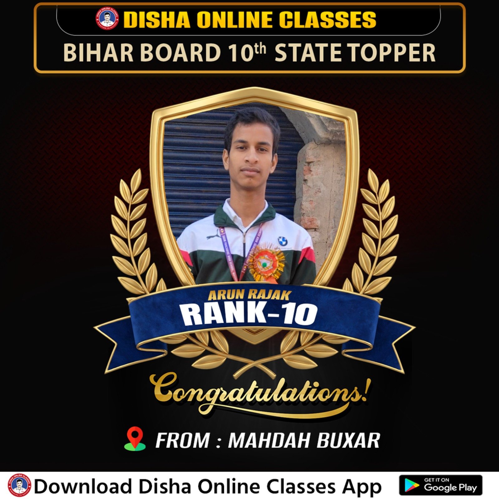 Class 10th Topper - Bihar Board India Best